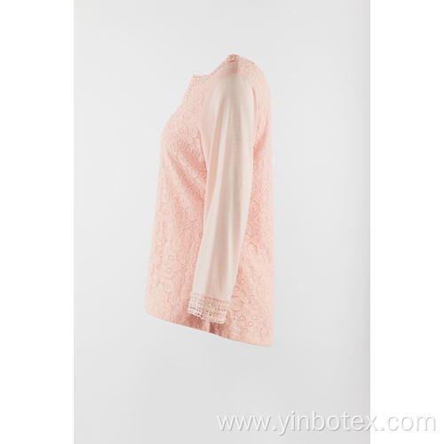 Long sleeve with lace front in color pink